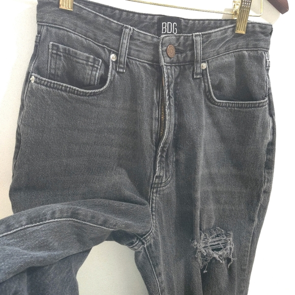 BDG | Women's Distressed Black Jeans Stretch High Rise Flare - Picture 5 of 11